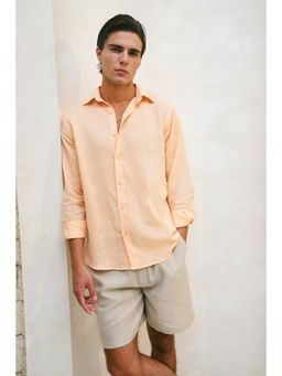 Khushboo & Pankaj - Peach Melon Linen Regular Fit Shirt