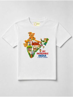 MALKIAT - Kids White India Graphic Pure Cotton Independence Day T-shirt