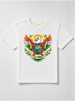 MALKIAT - Kids White India Graphic Pure Cotton Independence Day T-shirt
