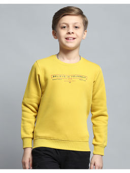 Monte Carlo - Boys Printed Yellow Round Neck Full Sleeve Sweatshirt