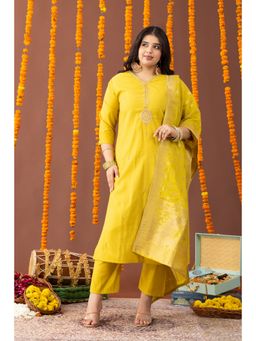 Mamicha - Zara Yellow Embroidered Kurta with Pant and Dupatta