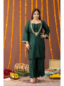 Mamicha - Dastaan Green Embellished Kurta with Palazzo and Inner