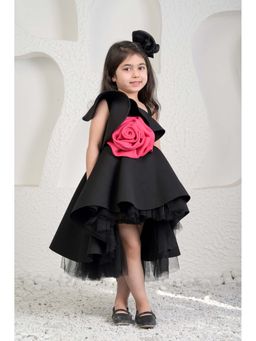 MIAKKI - Girls Black Neoprene One Shoulder Dress