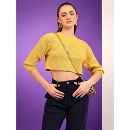 KOTTY - Womens Yellow Soft Wool Blend Stylish Fit Sweater