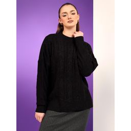 KOTTY - Womens Black Knitted Long Sleeves Relaxed Fit Sweater
