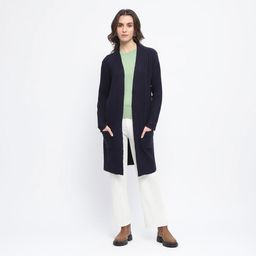 Madame - Womens Open Front Navy Blue Shrug