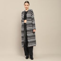 Madame - Womens Stripes Open Front Multi-Color Long Shrug