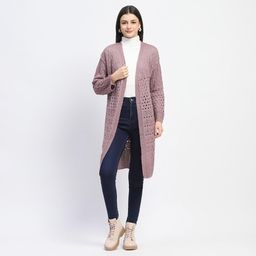 Madame - Womens Sheer Open Front Long Pink Shrug