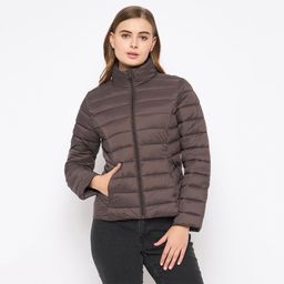 Madame - Womens Nylon Coffee Brown Puffer Jacket