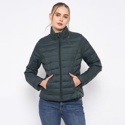 Madame - Womens Nylon Bottle Green Puffer Jacket