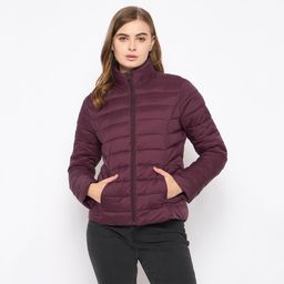 Madame - Womens Nylon Wine Puffer Jacket