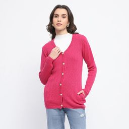 Madame - Womens Msecret Full Sleeve Button Down Pink Cardigans