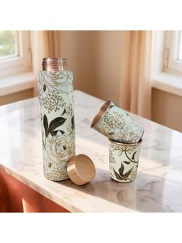 Lupaava - Multi-Color Solid Water Bottle With Glasses (Pack of 3)