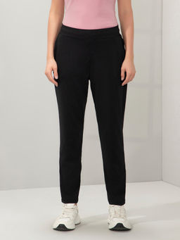 Amante - Women Black Relaxed Fit Mid Rise Full Length Solid Trackpant