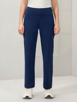 Amante - Women Navy Blue High Rise Full Length Flared Solid Trackpant