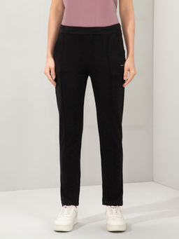 Amante - Women Black High Rise Full Length Pintuck Trackpant