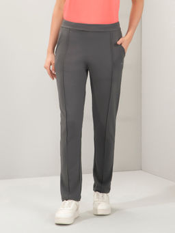 Amante - Women Grey High Rise Full Length Pintuck Trackpant