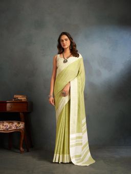 Elora - Soft Linen Silk with Weaved Border Designer Saree with Unstitched Blouse