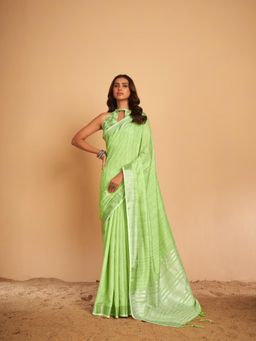 Elora - Soft Linen Solid Designer Saree with Unstitched Blouse