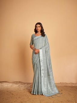 Elora - Soft Linen Solid Designer Saree with Unstitched Blouse