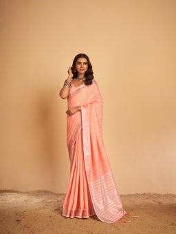 Elora - Soft Linen Solid Designer Saree with Unstitched Blouse