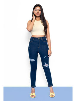 FREAKINS - Midnight Blue Distressed Slim Fit Jeans