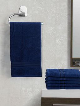 KOPA - Quick Dry 100% Cotton Soft Terry Towel -6Pc Hand Towel D'Ross Solid-Navy Blue