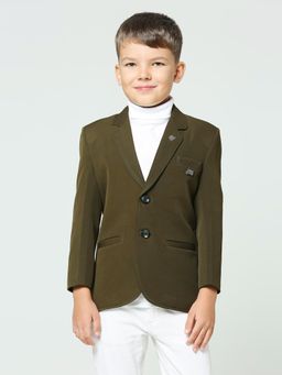 Kids Island - Boys Olive Solid Blazer