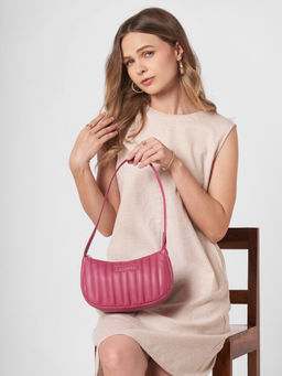 Caprese - Pink Faux Leather Textured Handbag