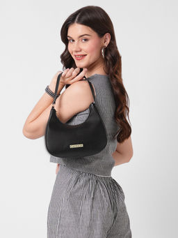 Caprese - Black Faux Leather Solid Handbag