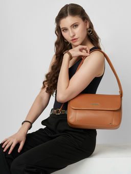 Caprese - Tan Faux Leather Solid Handbag