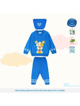 Kids of Greendeer - Greek Blue Cheerful Dog Sweater with Joggers & Cap (Set of 3)