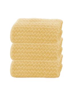 Black Gold - Pattern Face Towel For Bathroom, Gym & Travel -Yellow (Pack of 3)