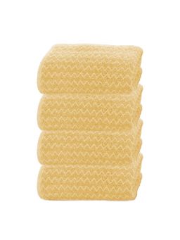 Black Gold - Pattern Face Towel For Bathroom, Gym & Travel -Yellow (Pack of 4)