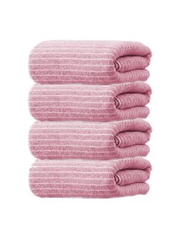 Black Gold - Striped Hand Towel Face Towel For Bathroom, Gym, Kitchen Pink (Pack of 4)