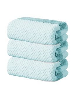 Black Gold - Soft Hand Towel Green & White Stripes Ideal For Home, Gym & Travel (Pack of 3)