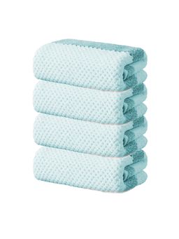 Black Gold - Soft Hand Towel Green & White Stripes Ideal For Home, Gym & Travel (Pack of 4)