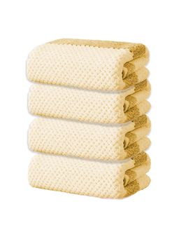 Black Gold - Soft Hand Towel Yellow & White Stripes Ideal For Home, Gym & Travel (Pack of 4)