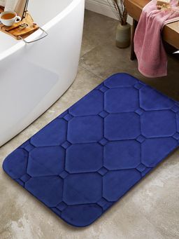 BIANCA - Memory Foam Anti Slip Bath Mat -1Pc (Luxor) Checks-Navy