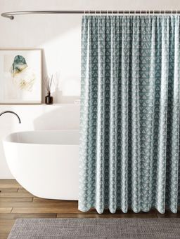 BIANCA - Waterproof Shower Curtain with Hooks -1Pc Geometric-Sky Blue