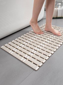 BIANCA - Anti Slip Bath Mat -1Pc (Eurogrid) Stripe-Beige and White