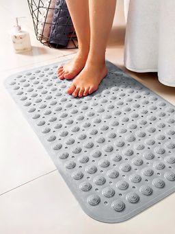 BIANCA - Soft Rubber Anti Slip Bath Mat -1Pc Large (Rubberize) Dotted-Dark Grey