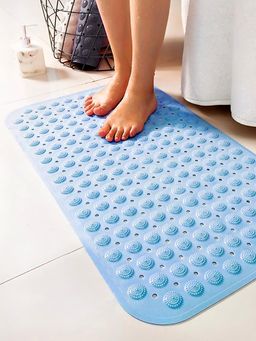 BIANCA - Soft Rubber Anti Slip Bath Mat -1Pc Large (Rubberize) Dotted-Powder Blue