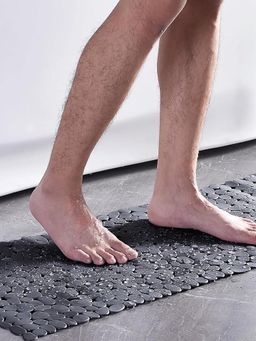 BIANCA - Soft Rubber Anti Slip Bath Mat -1Pc (Rubberize) Stone-Dark Grey