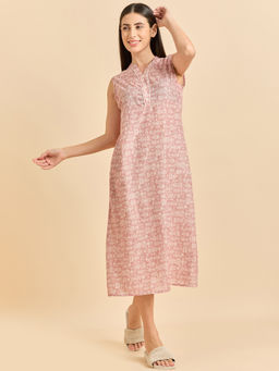 Sweet Dreams - Women Pink Printed Sleeveless Night Dress