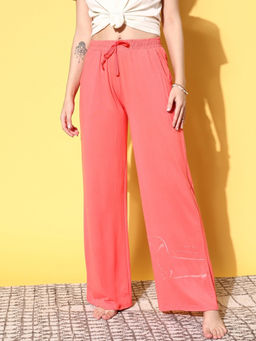 Sweet Dreams - Women Peach Solid Wide Pajama