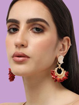 Sohi - Gold Plated Designer Stone Party Drop Earring For Women