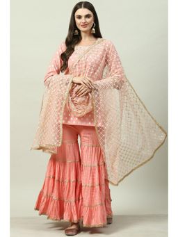 Biba - Pink Embroidered Suit (Set of 3)