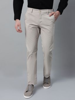 Cantabil - Men Grey Solid Stretchable Casual Trouser