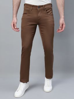 Cantabil - Men Brown Solid Stretchable Casual Trouser